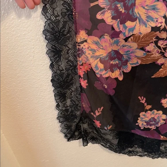 Free People Black and Purple Lace and Mesh Slip - Picture 7 of 12